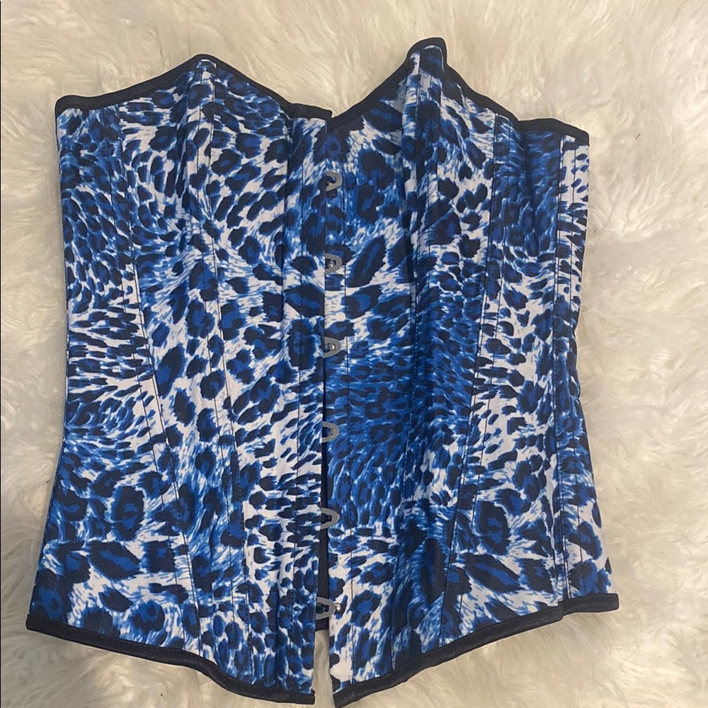 Blue and Black Animal Print Corset